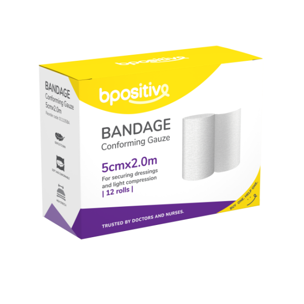 Bpositive Bandage Conforming Gauze 5cm X 2m A&R Medical Supplies